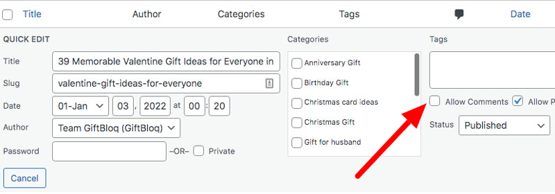 Dont allow comments for a WordPress post