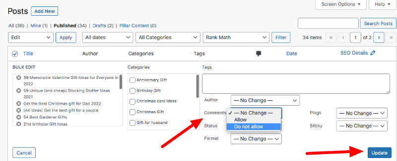Enable or Disable Comments for all WordPress posts