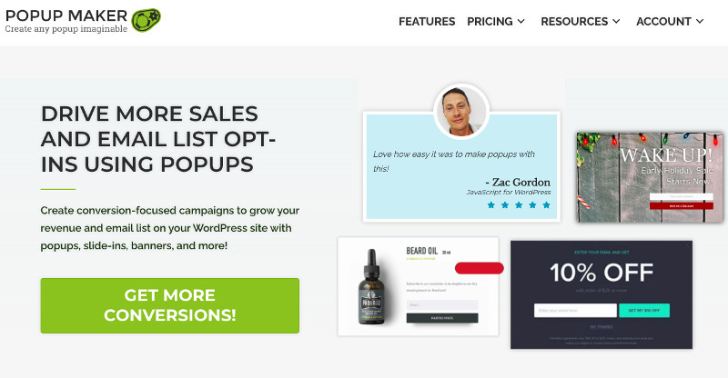 WP PopupMaker HomePage Screenshot