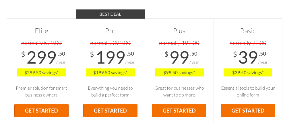 WPForms Pricing Plans